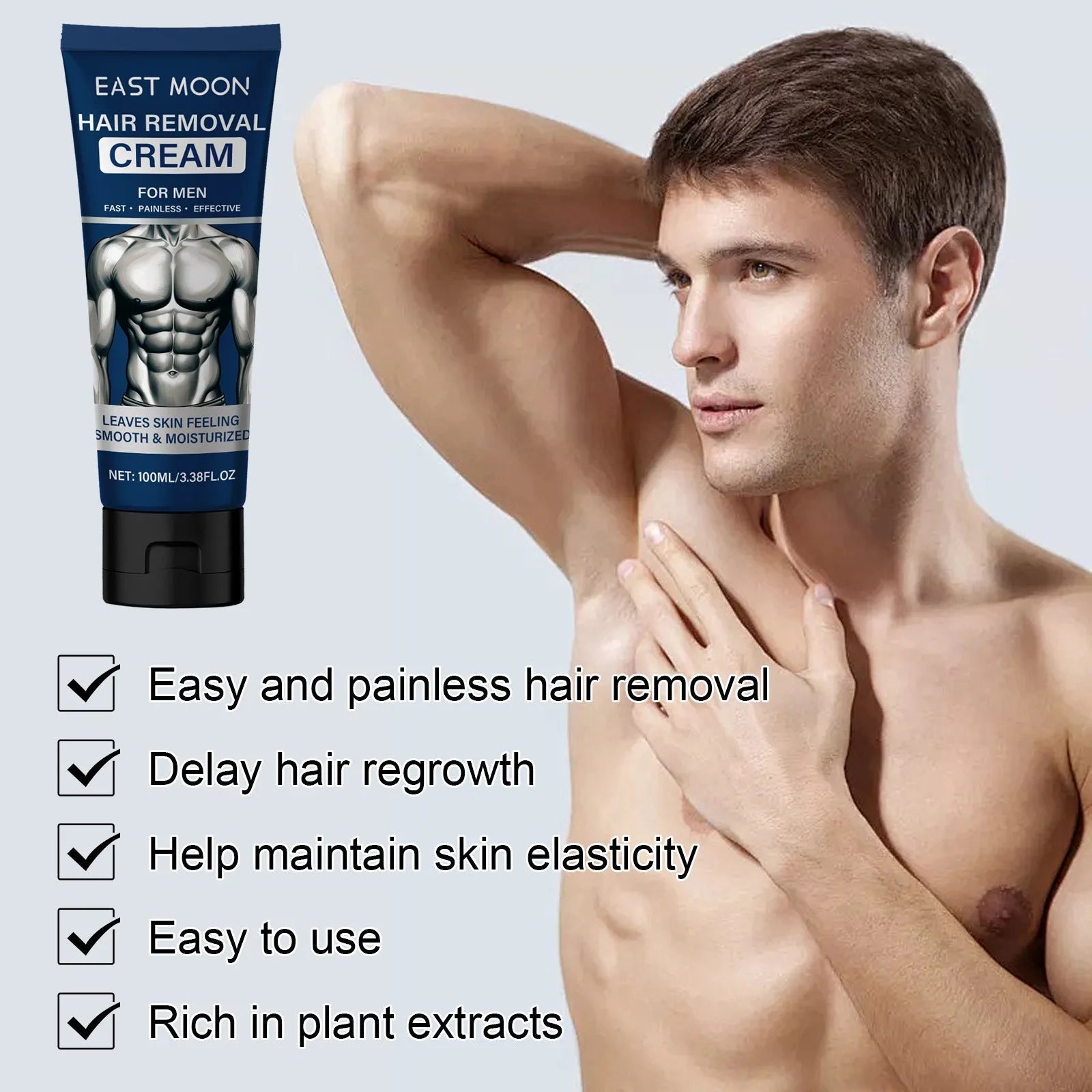 100ml tube of men's hair removal cream for beard, armpit, hands and legs