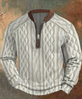 Men's casual checkered printed half zip hoodie in loose fit, polyester street style top