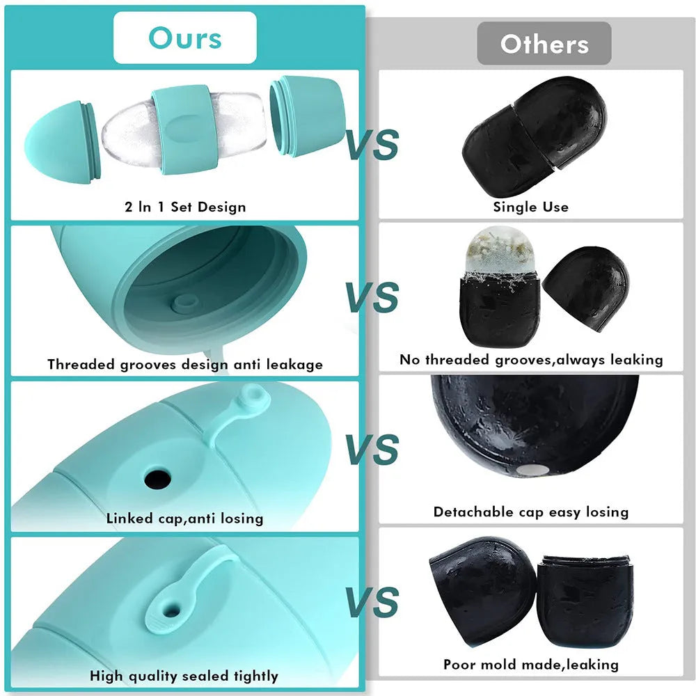 Silicone ice face roller for cooling massage, reducing puffiness and fine lines