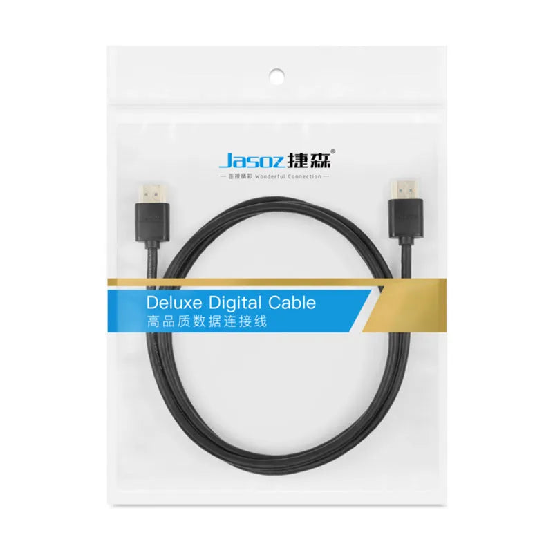 HDMI cable with gold connectors and thin flexible black cable in various lengths