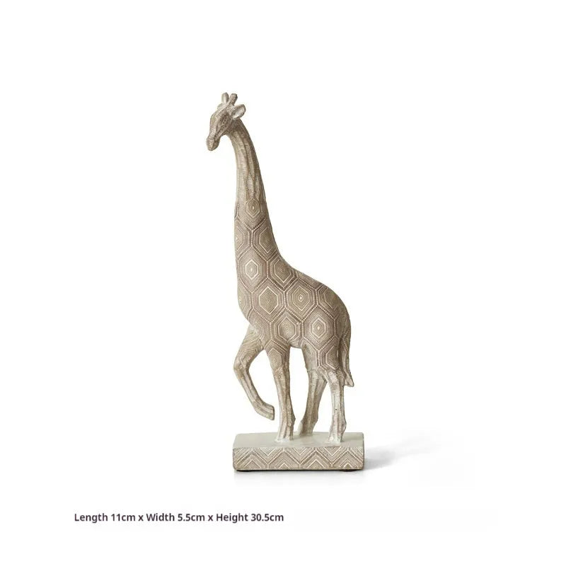 Wood colour synthetic resin giraffe ornament on a surface, showing European style and size scale.