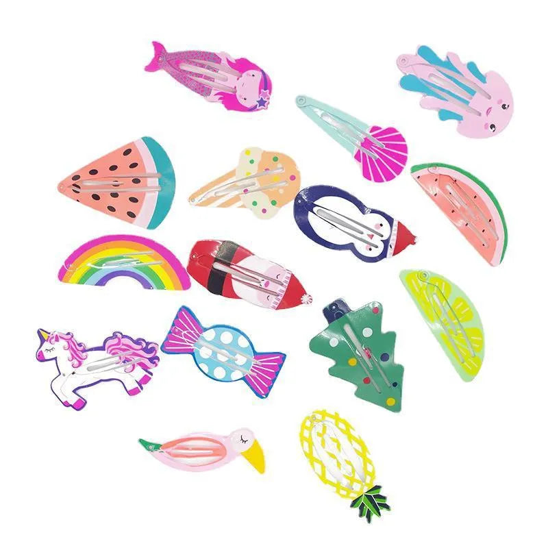 Children's metal barrette with baking varnish finish, colour-printed watermelon design