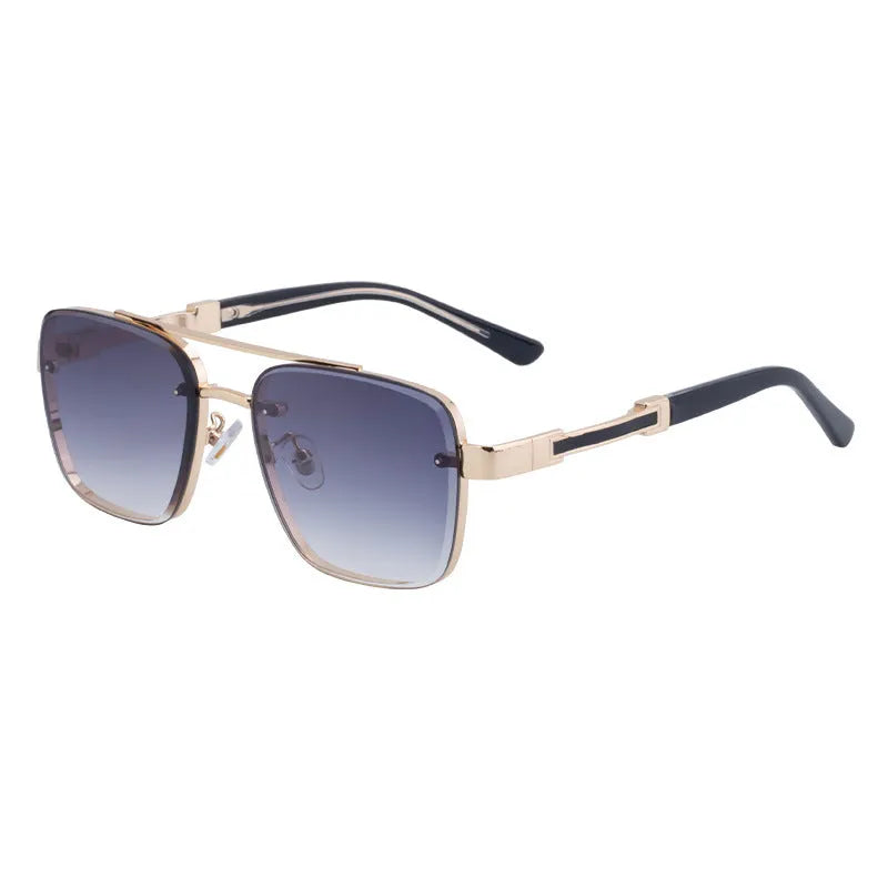 Men's vintage sunglasses with PC lenses in gold gradient blue colour option