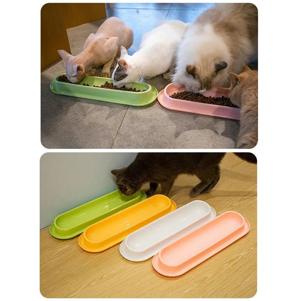 Green pink yellow pet food water feeder with stainless steel bowls and leakproof silicone mat