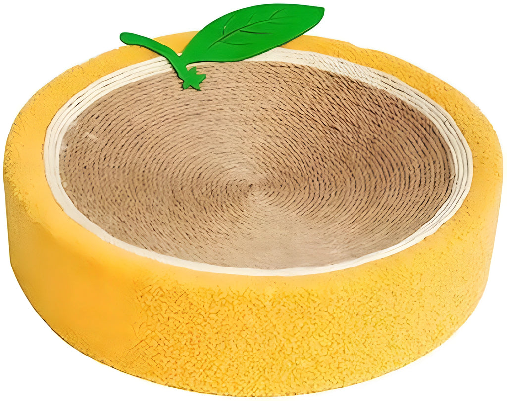 Orange round sisal cat scratching board and bed measuring 390mm diameter