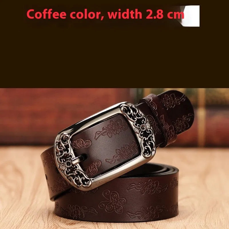 New fashion versatile women's decorative jeans belt with alloy buckle in black, thin PU leather