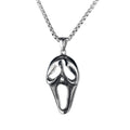 Men's silver skull necklace with stainless steel chain and six different alloy pendant designs