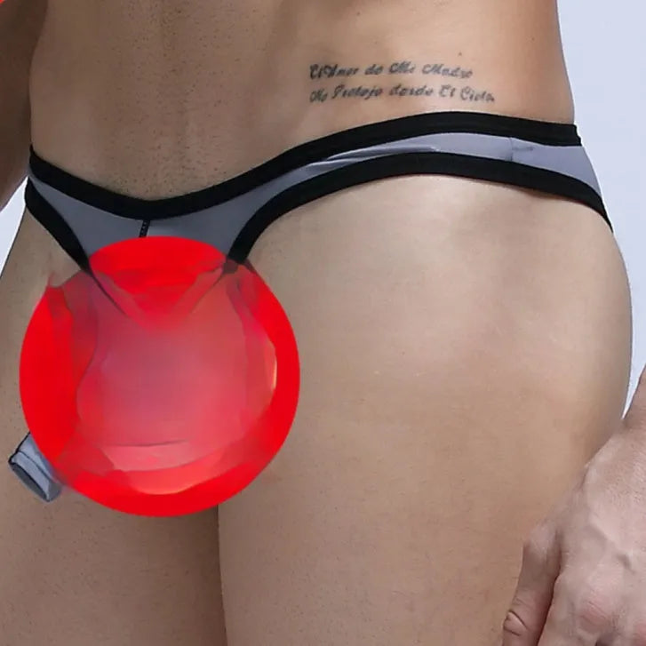 Men's ice silk underwear briefs in army green colour showing elephant nose front design on a white background.