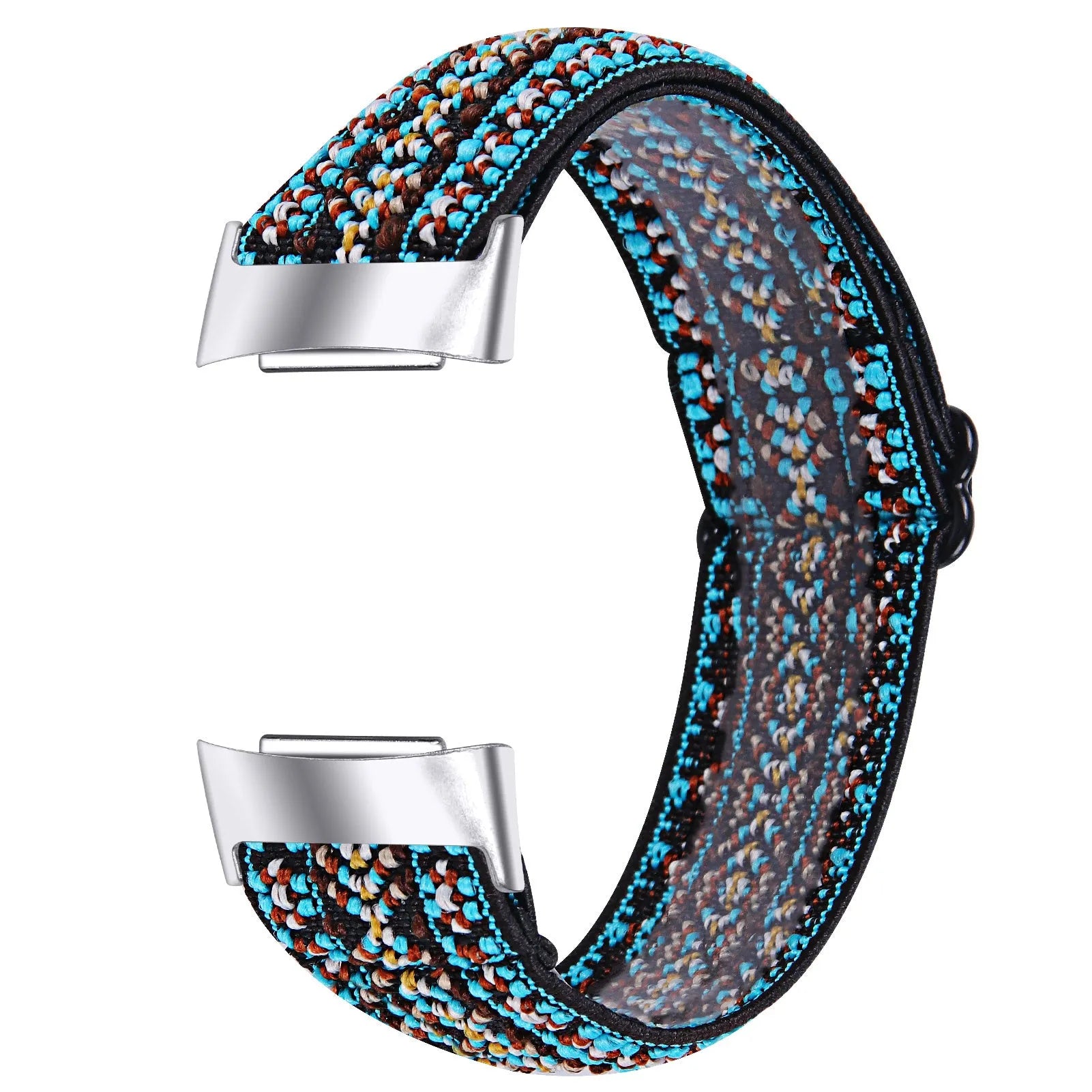 Printed elastic replacement strap for Fitbit Charge 6 watch in adjustable design with colourful patterns