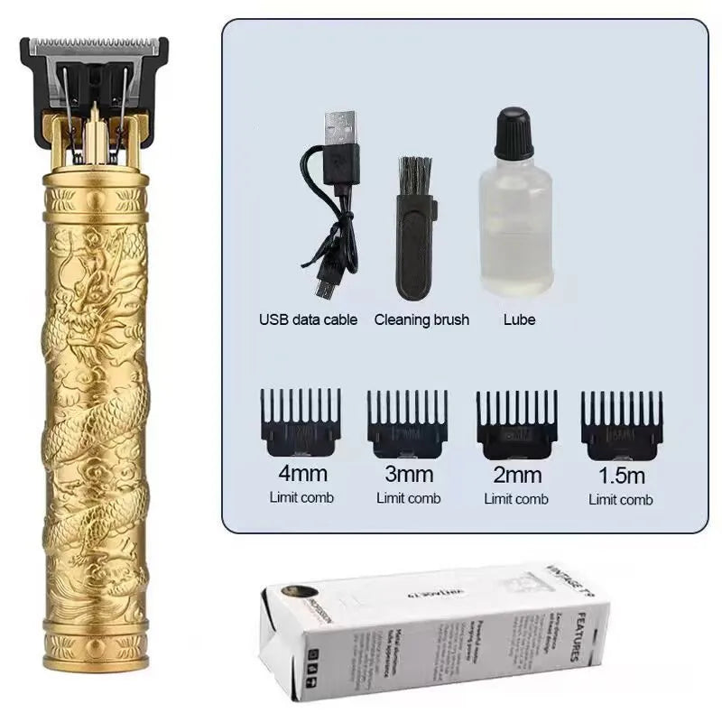 Rechargeable electric hair clipper with plastic body and washable blade in black finish