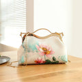 High-end ethnic style tote clutch bag for women – polyester shell shape with printed literary pattern and zipper change pocket, multiple colour options