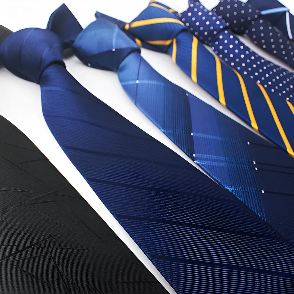 8cm wide polyester jacquard business tie with striped pattern in various colour options