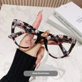 Women's large cat's eye presbyopia glasses with dragon and phoenix decorations in leopard print frame