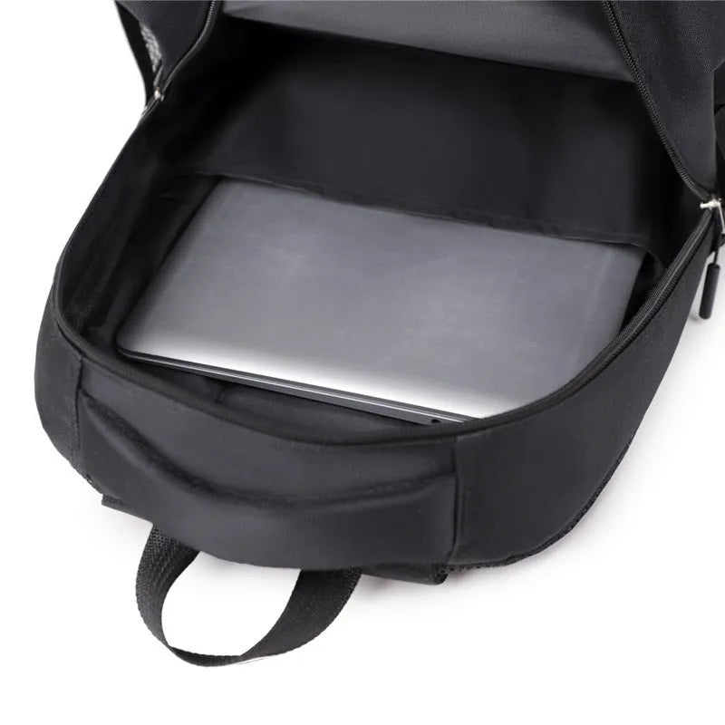 Casual grey men's backpack made of Oxford cloth with a breathable back panel.