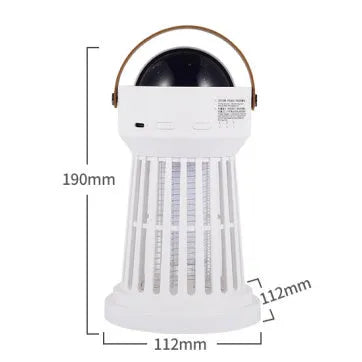 2 in 1 electric mosquito killer lamp with star ceiling projection, white ABS shell, USB charging, for indoor and outdoor use