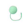 Colourful cat toy ball with rope and built-in bell available in green pink purple yellow for kittens