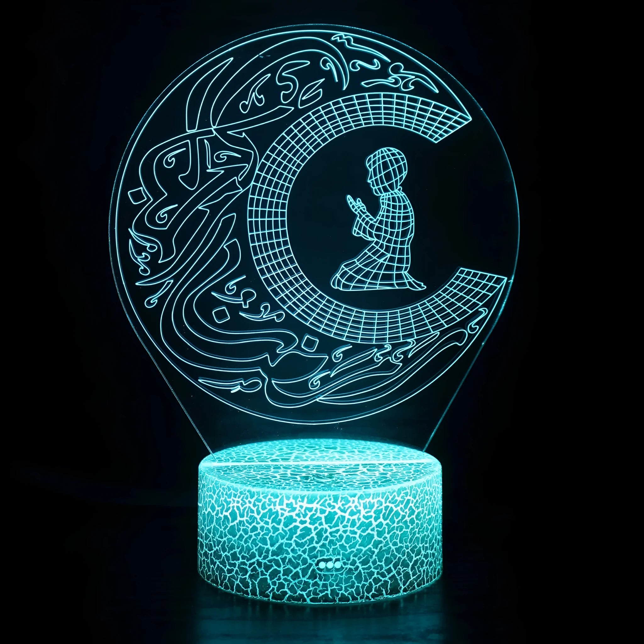 3D small night lamp with colourful LED lighting and black touch control base