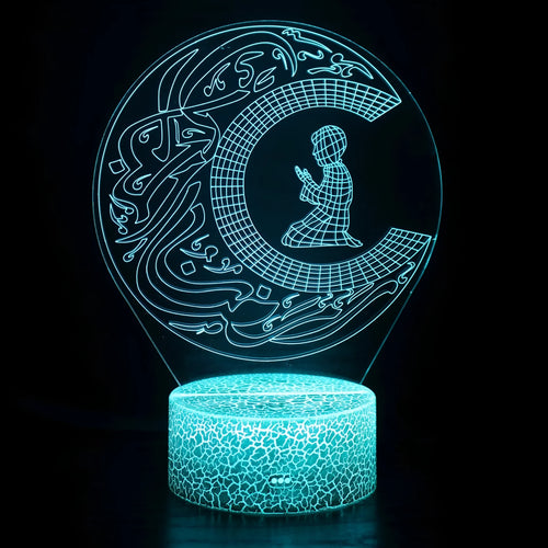 3D small night lamp with colourful LED lighting and black touch control base