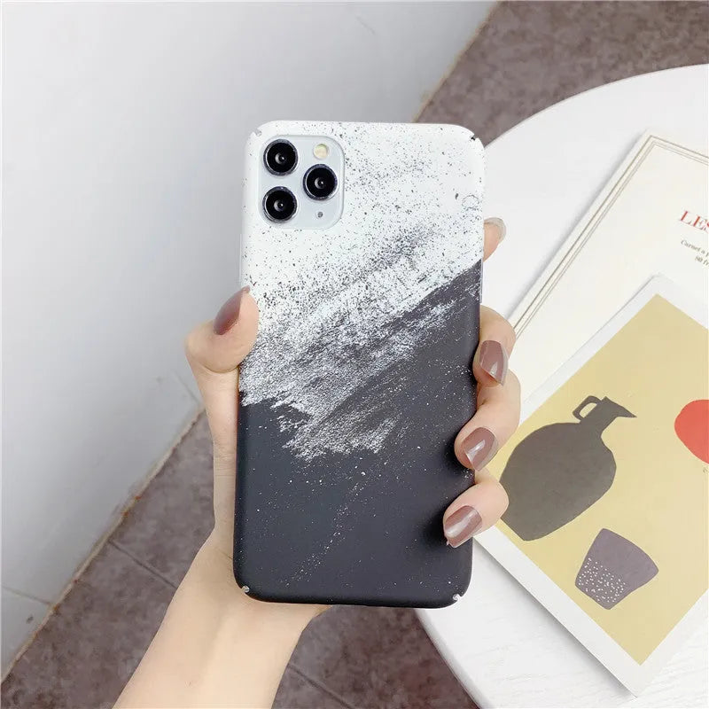 Marbled PC phone case with geometric water paste pattern in simple style for iPhone Samsung Huawei Xiaomi