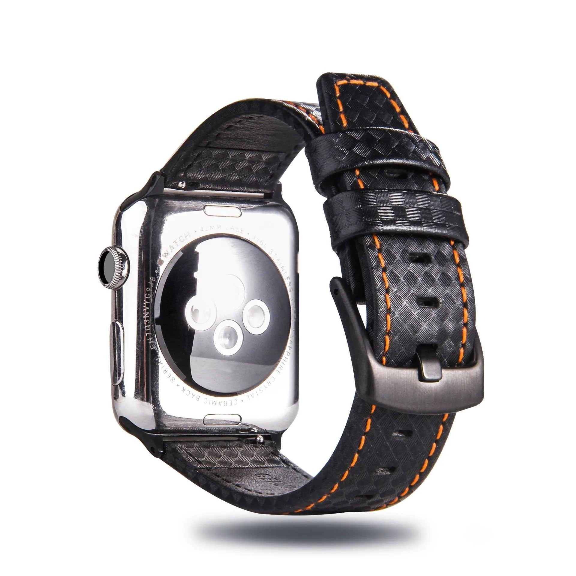 Carbon fibre leather Apple Watch strap in multiple colours with PC hard case