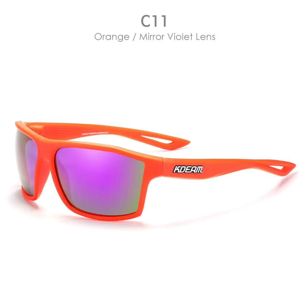 Sports polarized sunglasses with TR90 frame, TAC lens, UV400 protection, full frame box design, available in 11 colour options