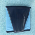 Foldable blue dog swimming pool with thickened PVC material and quick drain valve, set up on grass