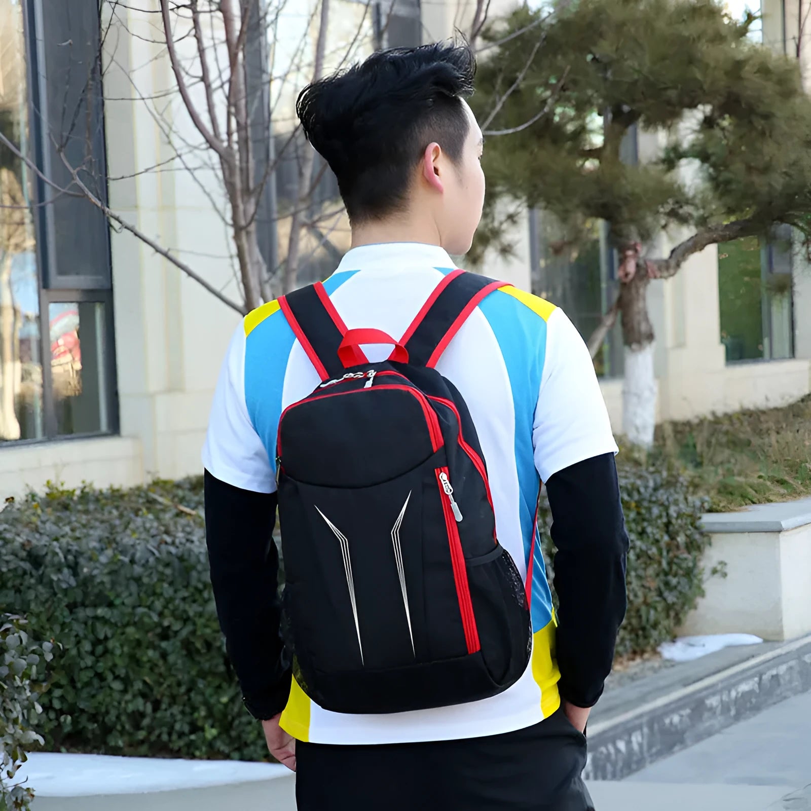 Folding travel backpack in solid colour, vertical square shape, anti-splash Oxford cloth, small unisex backpack