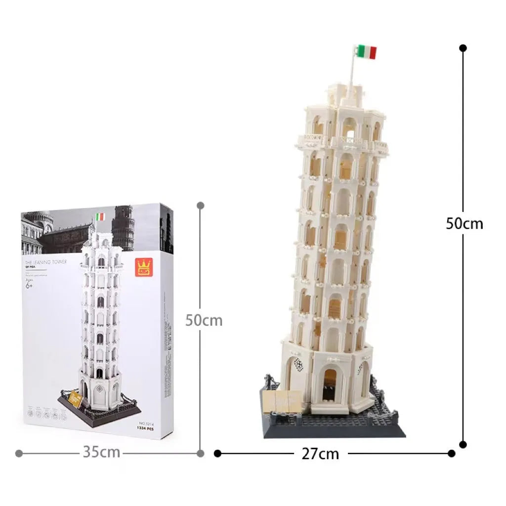Wange building block street view set with landmark pieces including Eiffel Tower and Big Ben