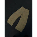Men's khaki coloured straight-leg cotton casual trousers laid flat