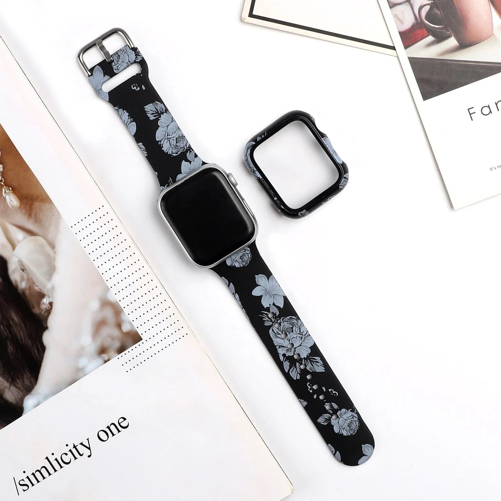 Printed silicone watch strap for Apple Watch in multiple colours and styles