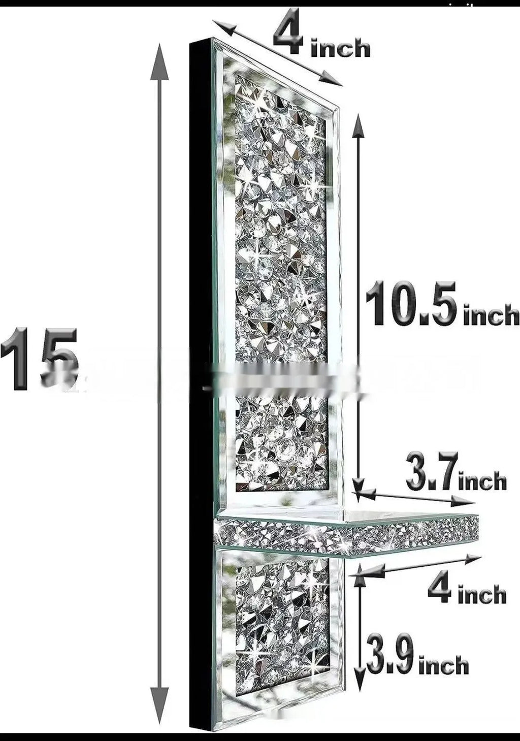 Pair of silver mirror glass candlestick holders mounted on wall for modern home decoration