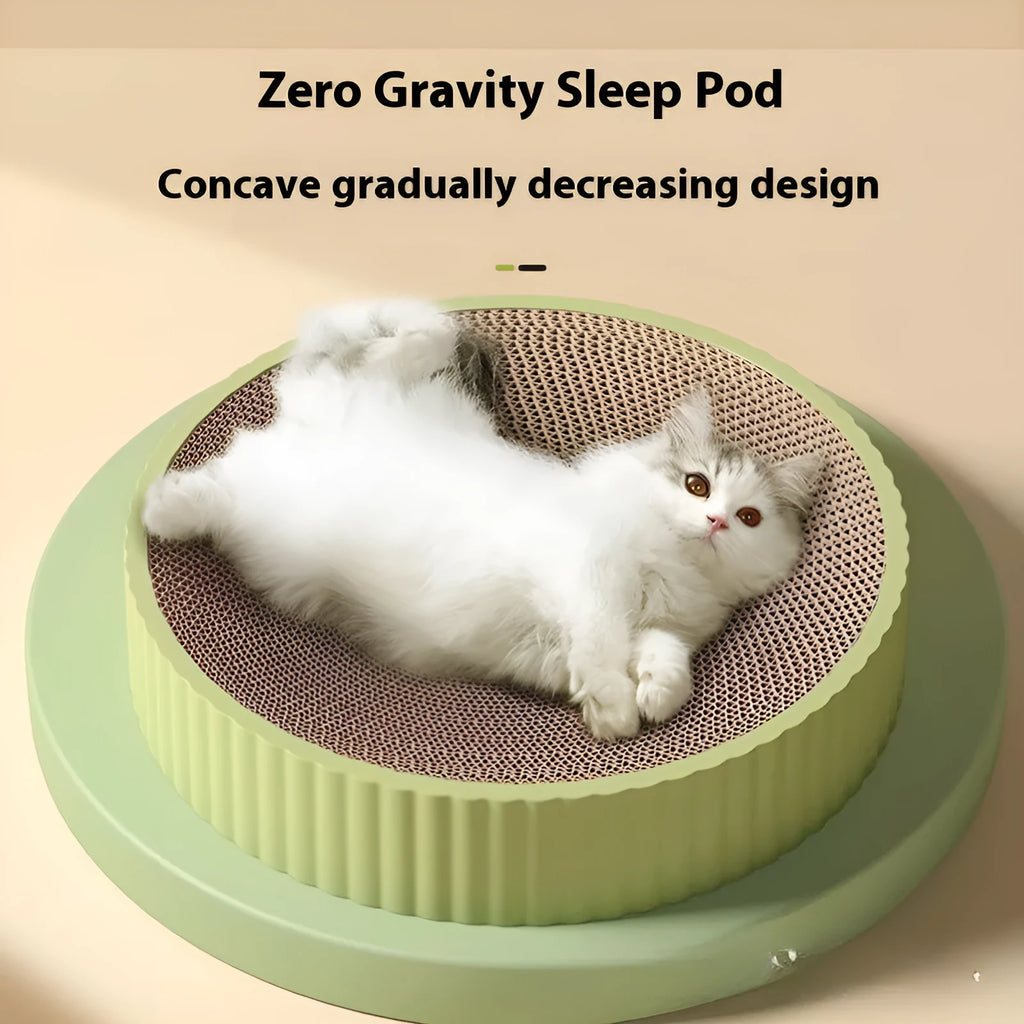55cm round green cat scratching board with replaceable corrugated cardboard insert