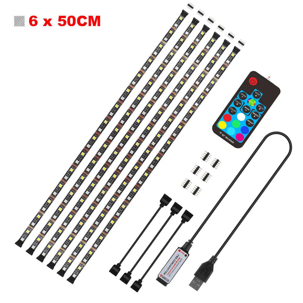 PVC LED light strip for car underbody with remote control, black housing, 12V 50W