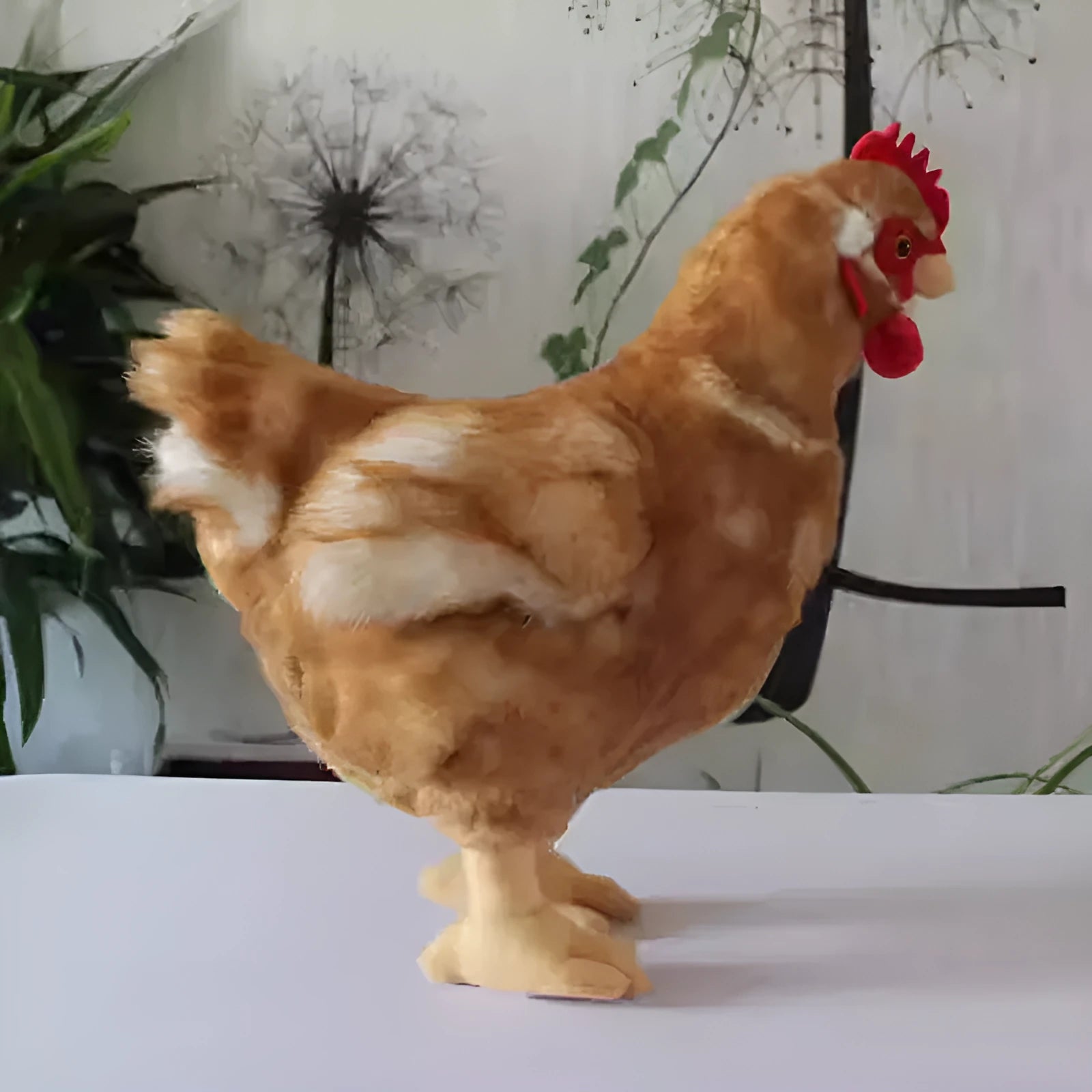 Large simulation hen plush pillow toy, 35cm, soft plush fabric with PP cotton filling, chicken style