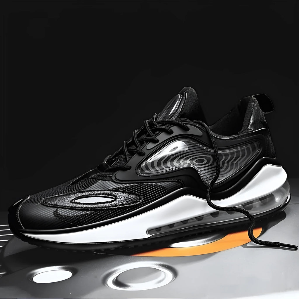 Men's summer air cushion casual shoes with height increasing rubber soles in Space Black colour
