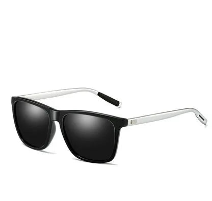 Vintage style sunglasses with TAC lens and aluminum magnesium frame in black
