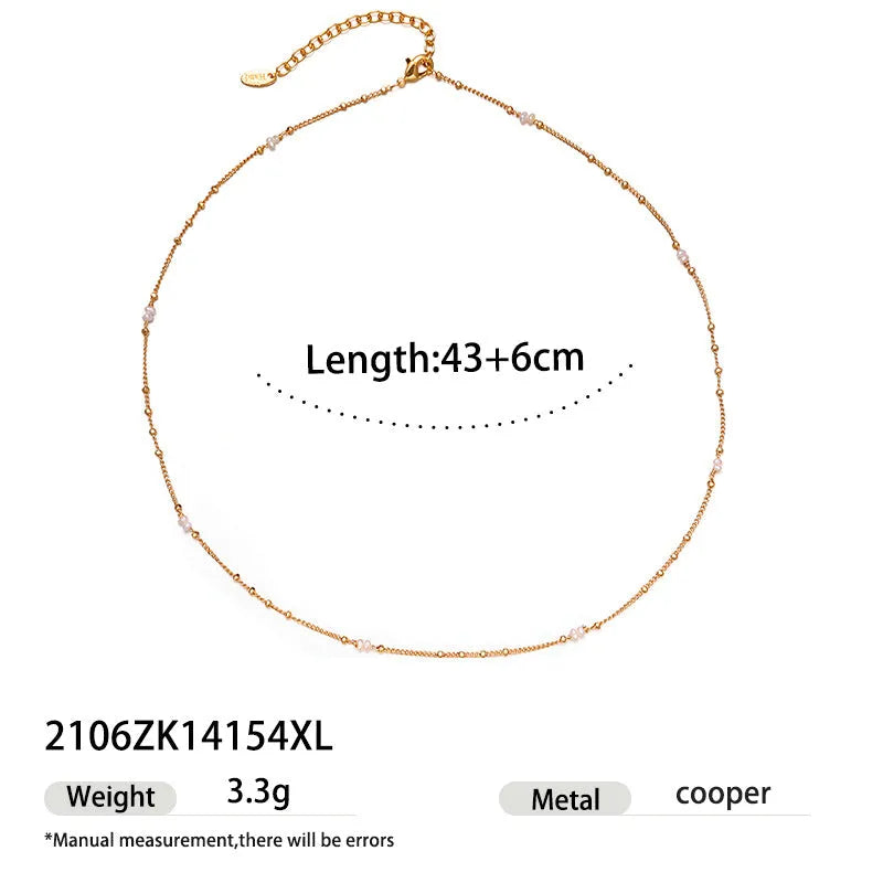 Natural pearl shell pendant necklace with adjustable copper chain on a neutral background