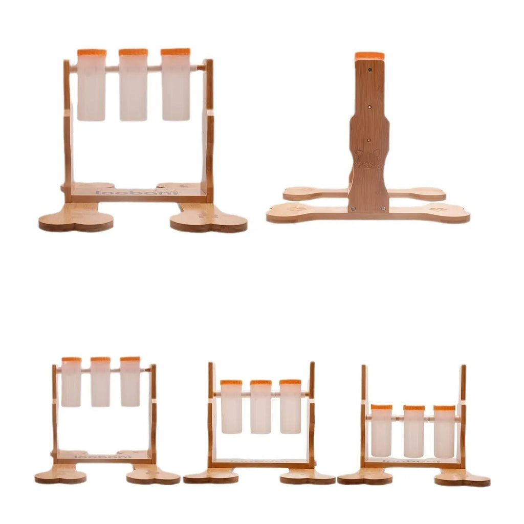 Wood colour 31x30x20cm wooden dog puzzle toy with treat dispensing compartments