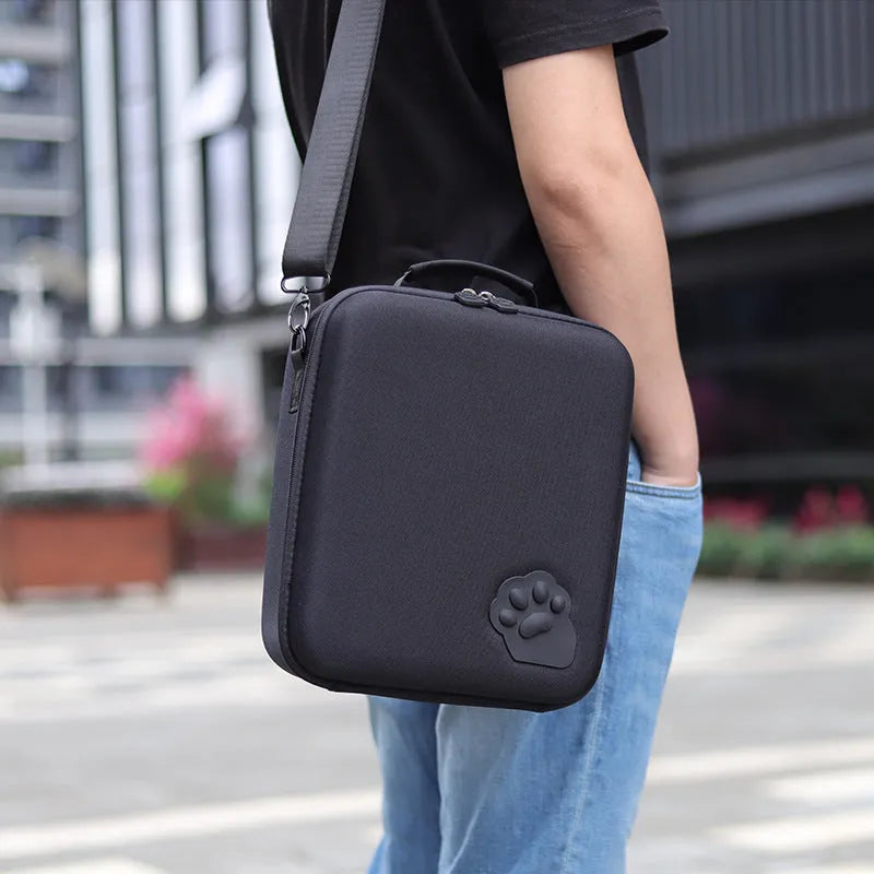 Large black Nintendo Switch storage bag showing game card slots and a diagonal carry strap.