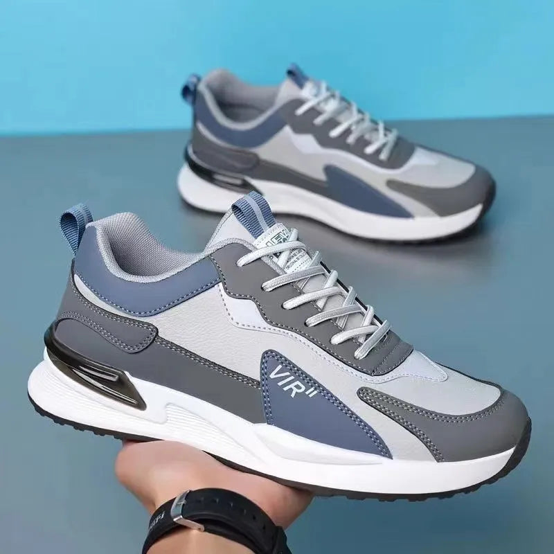 Men's colour block mesh sneakers with lace-up design and injection moulded sole