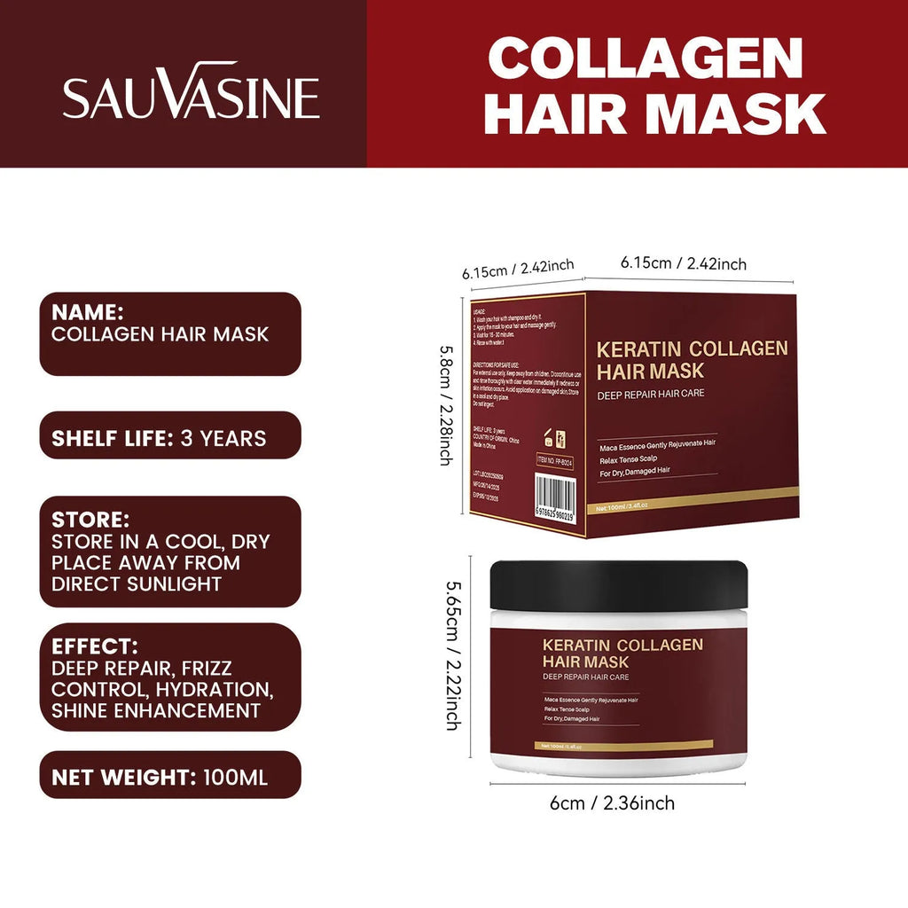 100ml collagen hair mask for dry hair repair and strengthening treatment