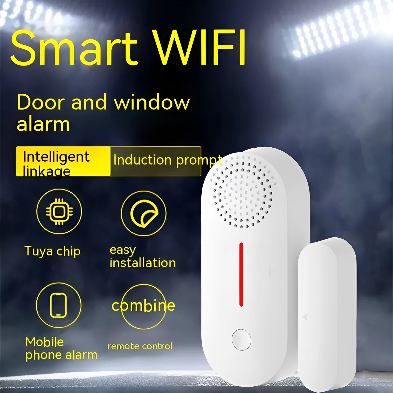 WiFi door magnetic sensor alarm unit for smart home security with sound and light alerts