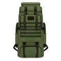 Canvas large capacity men's backpack in army green with retro military style and multiple pockets for hiking travel