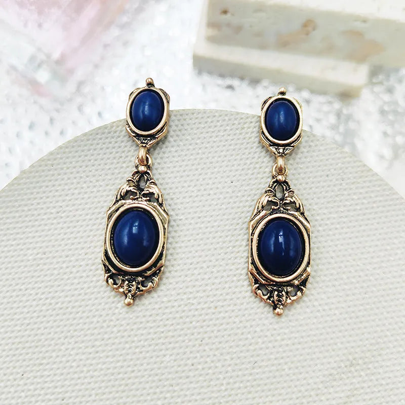Chinese style alloy earring with electroplated finish, silver needle option, round shape