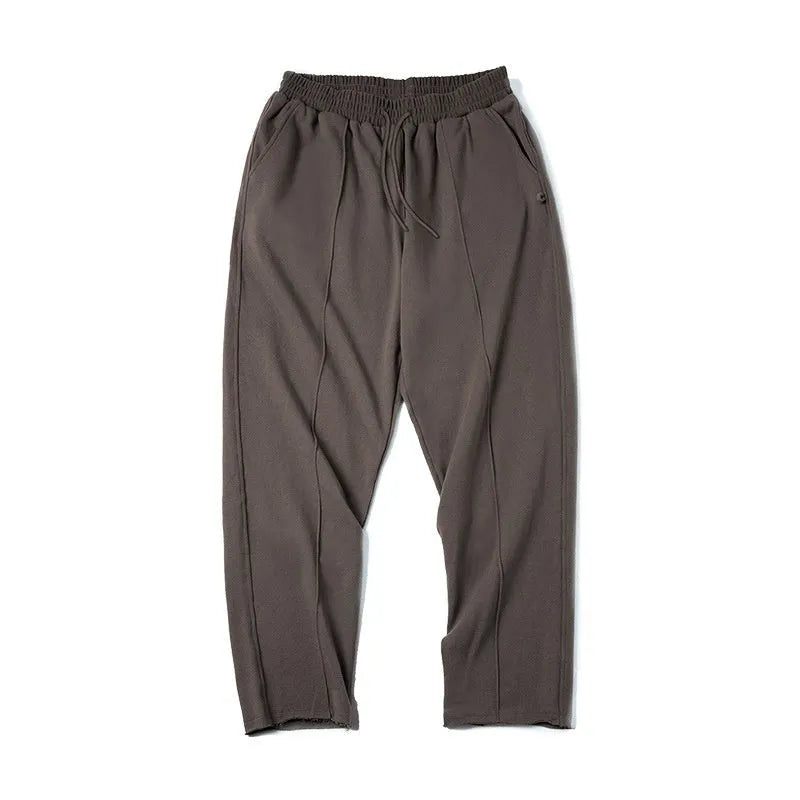 Marden Tooling retro tapered 3D cutting hemming cotton sweatpants for men in brown and olive green