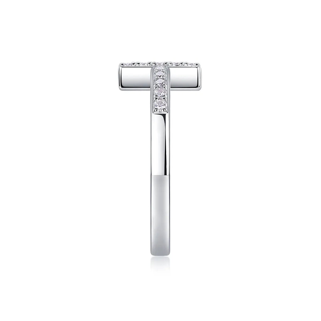 The Holy Light Cross wedding ring set with moissanite stone in gold-plated S925 silver on gift box