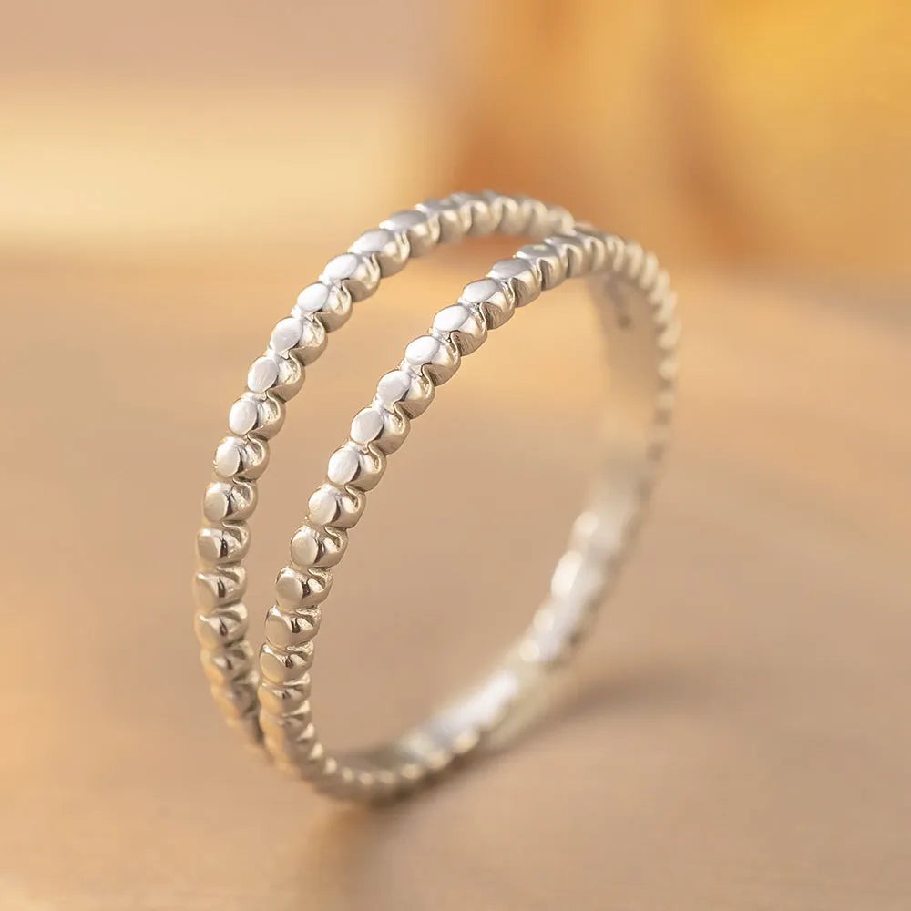 Open adjustable titanium steel love ring in gold colour, retro geometric split ring design