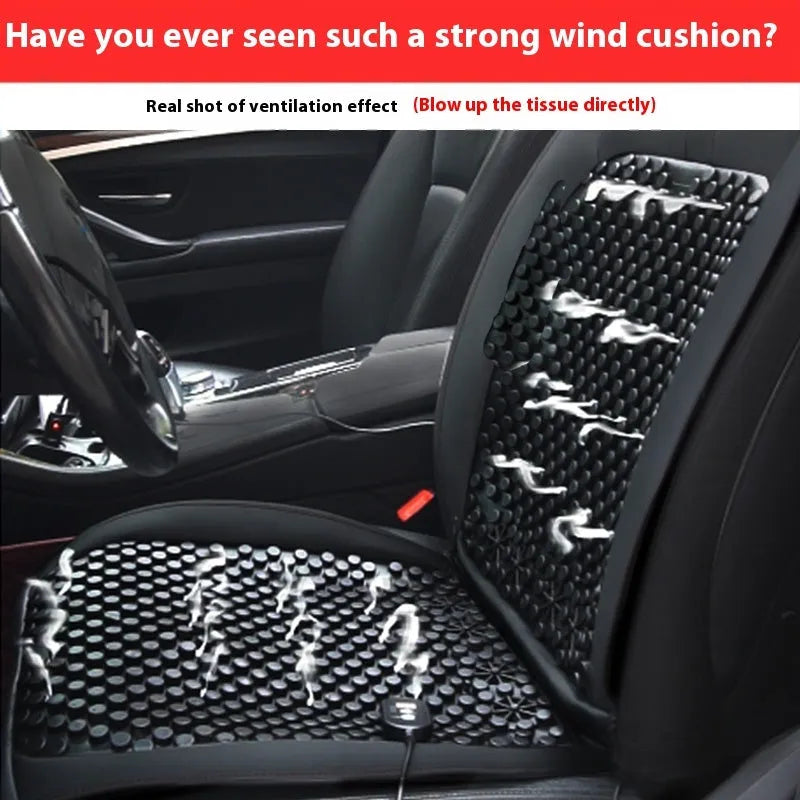 Black car seat ventilation cushion with 4 fans for 12v vehicles, without backrest