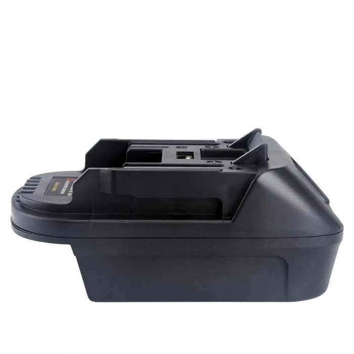 Black Milwaukee to Makita battery adapter converter measuring 125x90x65cm for DM18M tools and H99F batteries