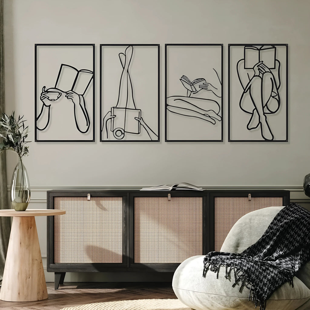 Set of four iron human body partial wall decorative paintings, modern simplicity style, each 17 by 10 inches